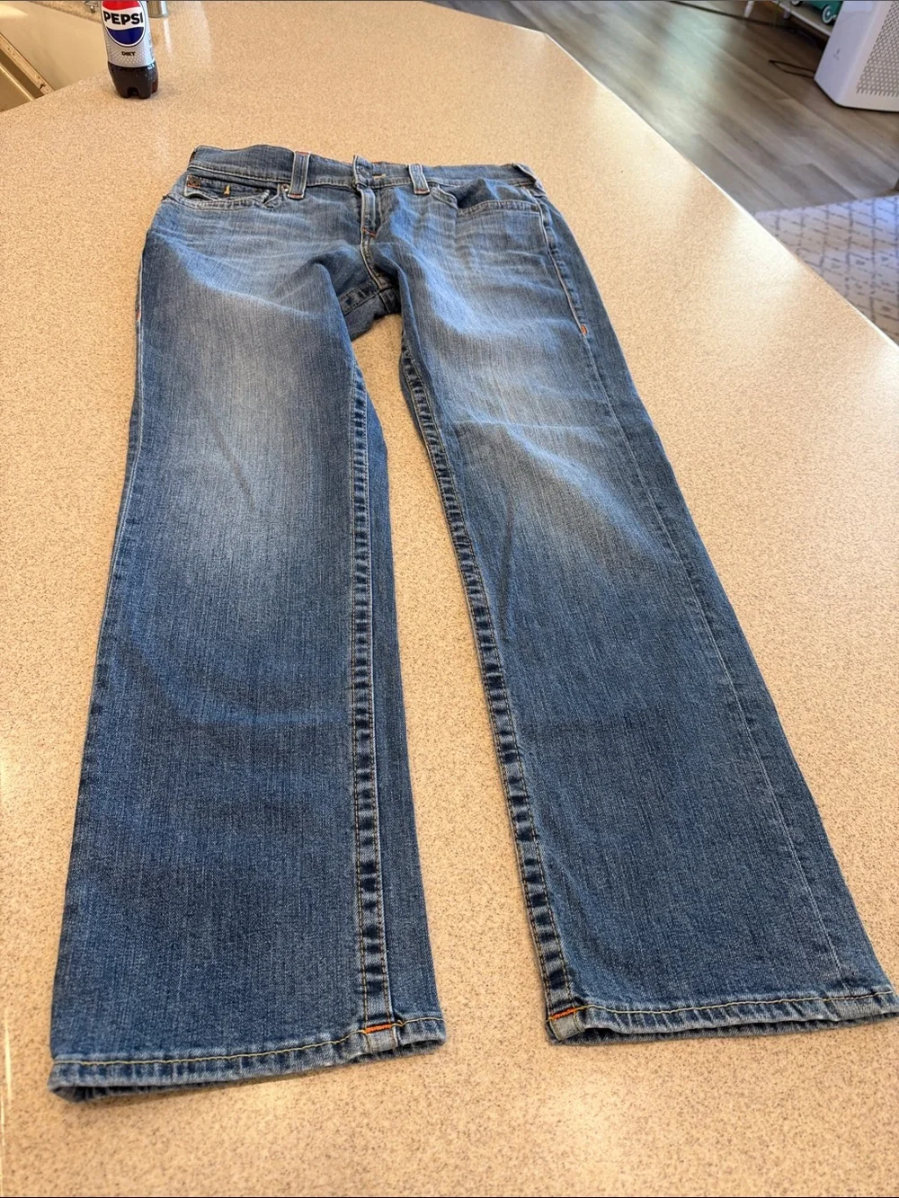 True Religion Men's Medium Blue Relaxed Straight Ricky Jeans 32X31